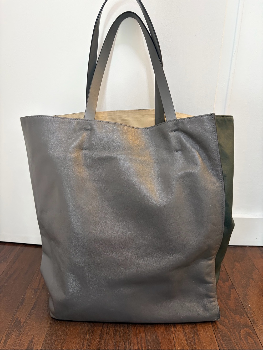 Marni Green/Gray bicolor Leather Tote Bag